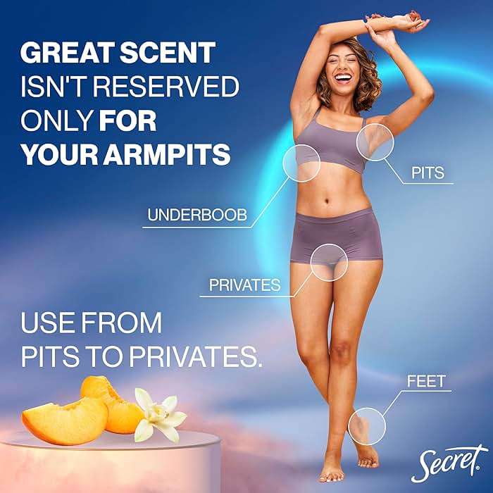 Secret Whole Body Deodorant Cream for Women, Peach & Vanilla Blossom Scent, Aluminum Free Deodorant, 72 HR Odor Protection, 3.0 oz - Image 4