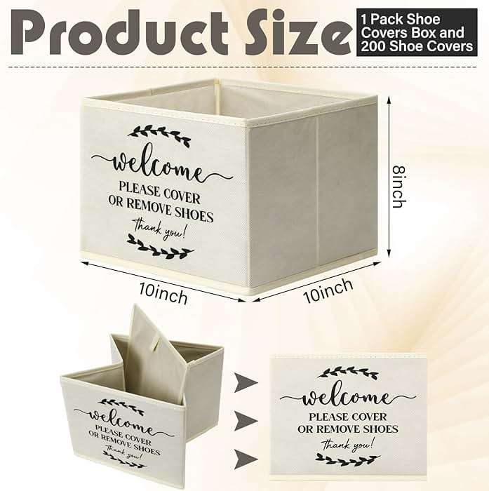 Suzile 200 Pack Disposable Shoe Covers with Dispenser Box Waterproof Disposable Non Slip Shoe Booties Foot Covers with Storage Box for Guests Indoor Open House Supplies(Beige) - Image 3