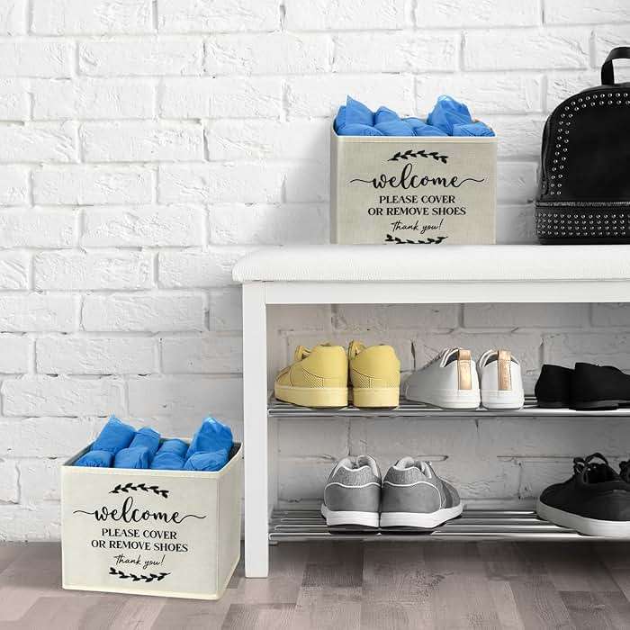 Suzile 200 Pack Disposable Shoe Covers with Dispenser Box Waterproof Disposable Non Slip Shoe Booties Foot Covers with Storage Box for Guests Indoor Open House Supplies(Beige) - Image 6