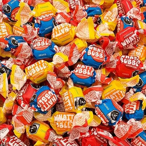 Whatta Bubble Gum Pack | 1 Pound Bag | Individually Wrapped Chewing Gum | Assorted Fruit Bubblegum | Banana, Strawberry & Fruit Mix (Approx. 110 Pieces) - Product Image
