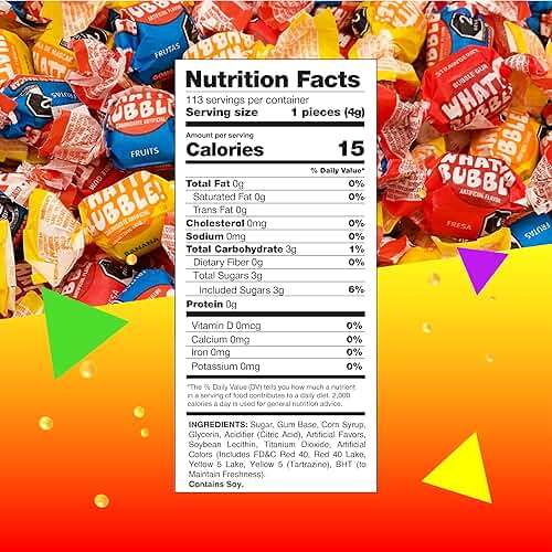 Whatta Bubble Gum Pack | 1 Pound Bag | Individually Wrapped Chewing Gum | Assorted Fruit Bubblegum | Banana, Strawberry & Fruit Mix (Approx. 110 Pieces) - Image 2