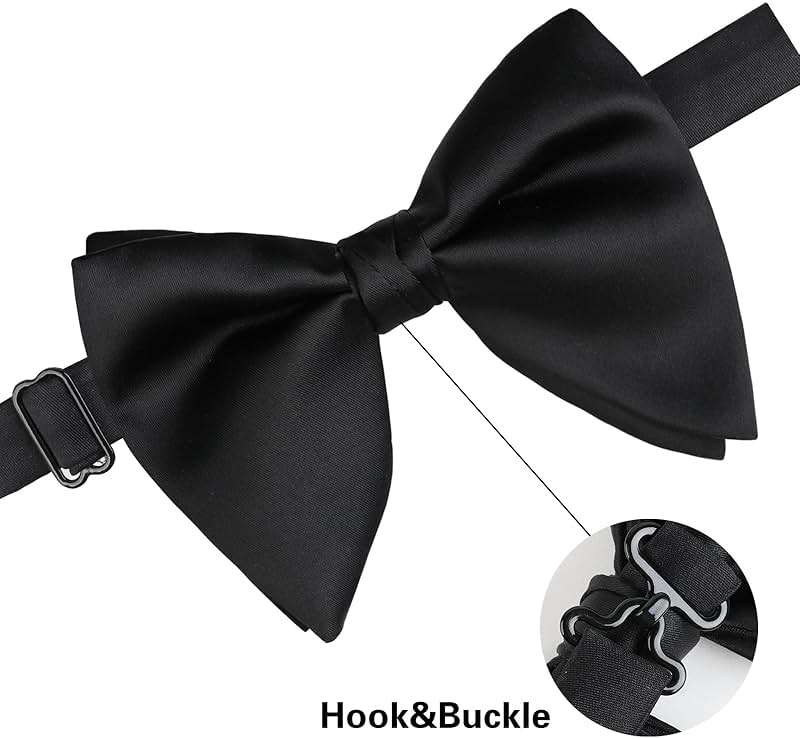 Alizeal Velvet Pre-tied Adjustable Bow Tie for Men Oversize Formal Solid Tuxedo Bowtie - Image 4