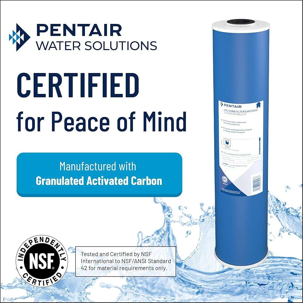Pentair Pentek GAC-BB Big Blue Carbon Water Filter, 10-Inch, Whole House Heavy Duty Granular Activated Carbon (GAC) Replacement Cartridge, 10" x 4.5", Pack of 2 - Image 4