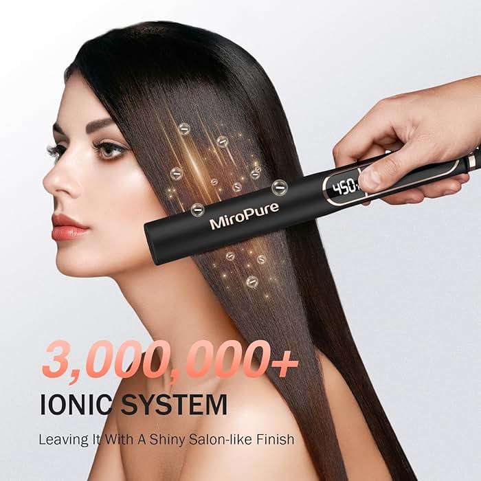 MiroPure Flat Iron Hair Straightener, 1 Inch Titanium Plates Hair Straightener with 15S Heat-up, Professional MCH Ceramic Negative Ion Hair Iron Dual Voltage for Women Hair with Auto Shut-Off - Image 3