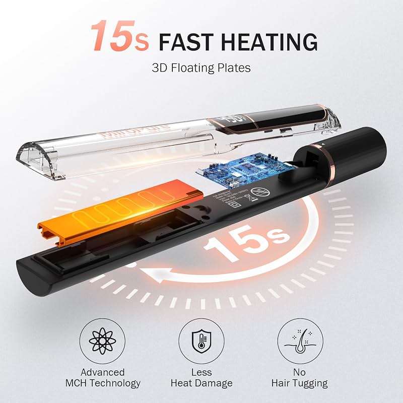 MiroPure Flat Iron Hair Straightener, 1 Inch Titanium Plates Hair Straightener with 15S Heat-up, Professional MCH Ceramic Negative Ion Hair Iron Dual Voltage for Women Hair with Auto Shut-Off - Image 4