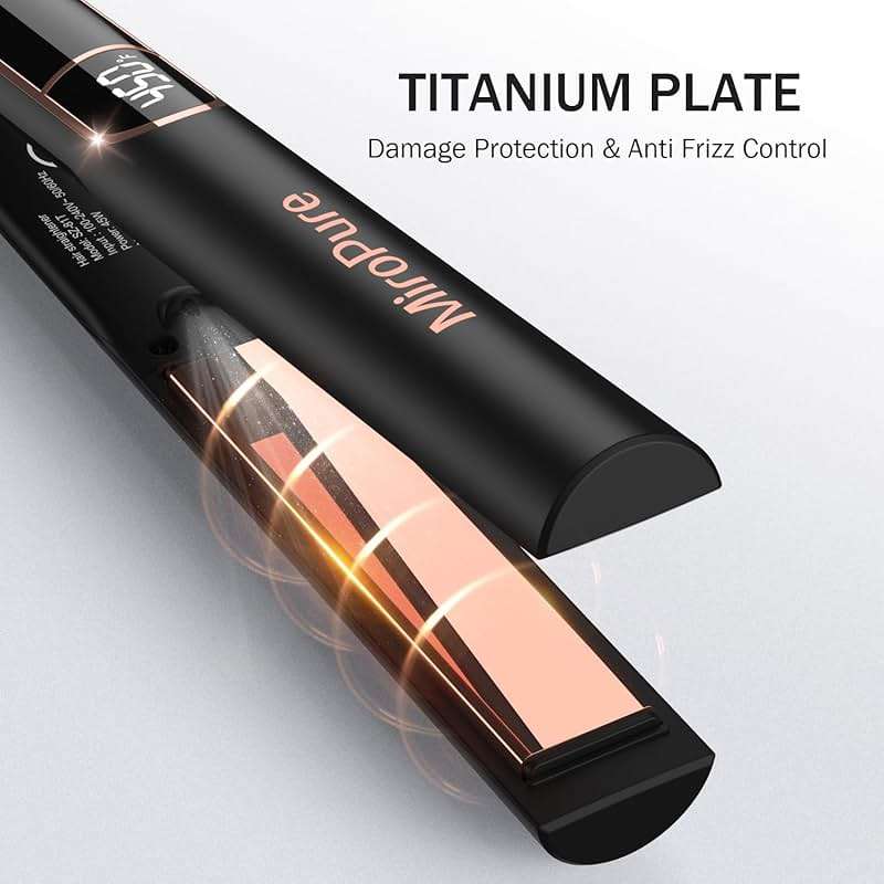 MiroPure Flat Iron Hair Straightener, 1 Inch Titanium Plates Hair Straightener with 15S Heat-up, Professional MCH Ceramic Negative Ion Hair Iron Dual Voltage for Women Hair with Auto Shut-Off - Image 8