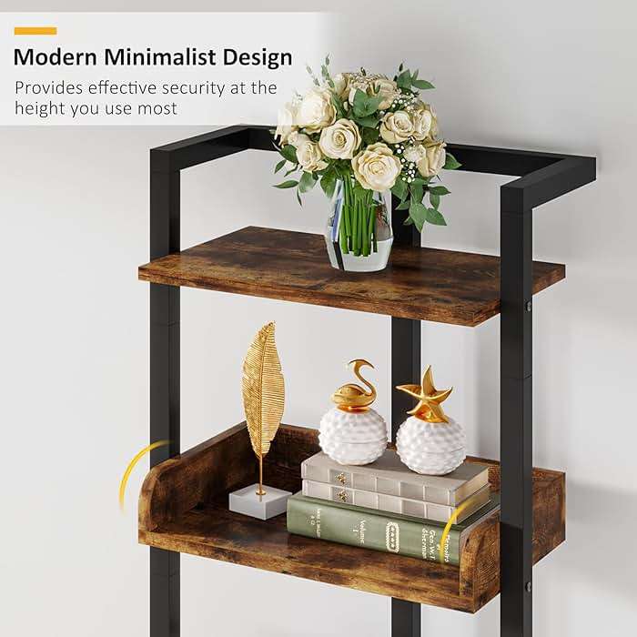Hosfais Book Shelf Narrow Bookshelf: 5 Tier Wood Bookcase with Metal Edge Protection Industrial Modern Bookshelf Book Storage Organizer for Living Room Bedroom Home Office (Rustic Brown) - Image 5