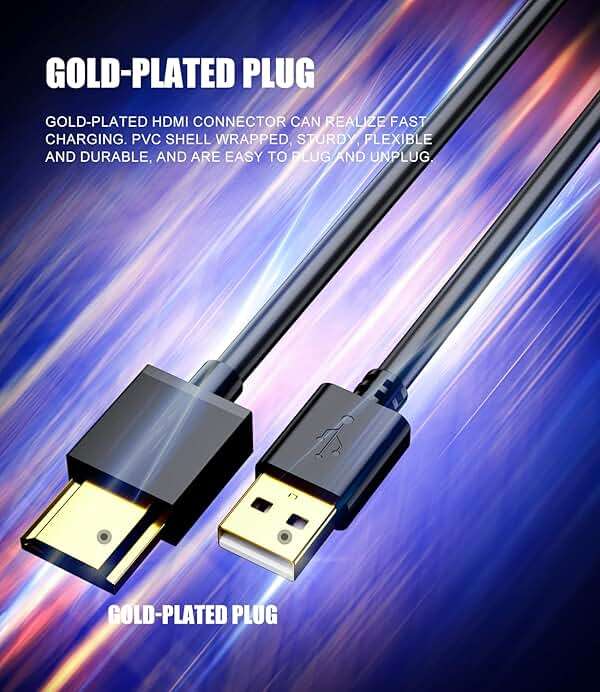 FAWETTY USB to HDMI Charger Cable Cord 3.3FT/1M USB to HDMI Adapter Cable for Mac iOS Windows 12/11/10/Vista/XP, HDTV, Satellite Box, Blu-Ray Player, etc - Image 3
