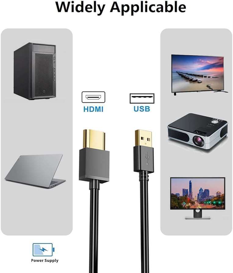 FAWETTY USB to HDMI Charger Cable Cord 3.3FT/1M USB to HDMI Adapter Cable for Mac iOS Windows 12/11/10/Vista/XP, HDTV, Satellite Box, Blu-Ray Player, etc - Image 4