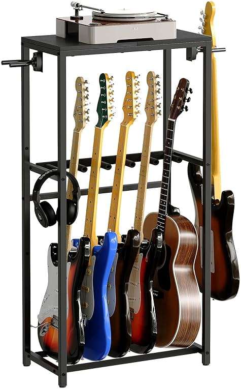 MAHANCRIS Guitar Stand, Guitar Rack for Acoustic Holder, Electric Guitar, Bass, Multiple Guitar Rack Holder for Guitars, Guitar Amp Accessories, for Home Music Studio, Black GSHB6501 - Image 1