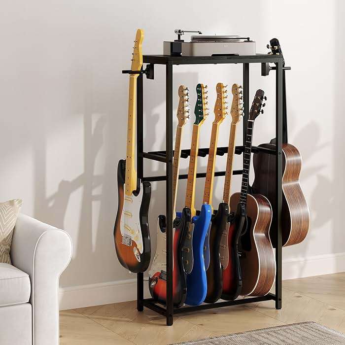 MAHANCRIS Guitar Stand, Guitar Rack for Acoustic Holder, Electric Guitar, Bass, Multiple Guitar Rack Holder for Guitars, Guitar Amp Accessories, for Home Music Studio, Black GSHB6501 - Image 9
