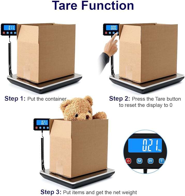 TIPRE Shipping Scale 440lbs for Packages, Heavy Duty Digital Postal Scale with LCD Display 0.35 oz High Precision Express Scale with Type-C Charging & Batteries Smart Hold/Tare for Small Business Home - Image 5