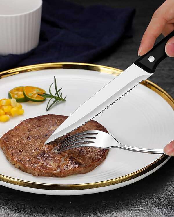 EUIRIO 48-Piece Silverware Set With Steak Knives, Heavy Duty Stainless Steel Flatware for 8, Food-Grade Tableware Cutlery, Utensils for Home Restaurant, Mirror Finish, Dishwasher Safe - Image 6