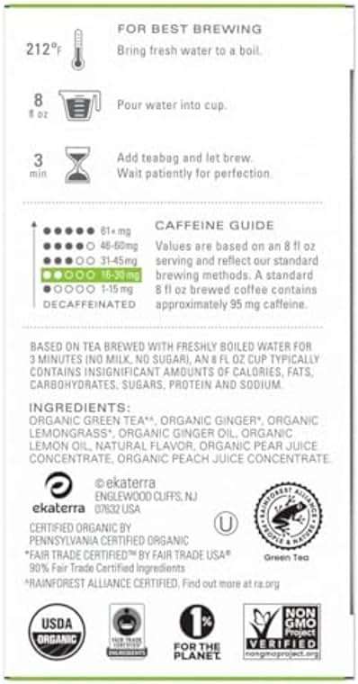 TAZO Organic Green Tea, Green Ginger, Caffeinated Tea, 16 Total Bags - Image 2