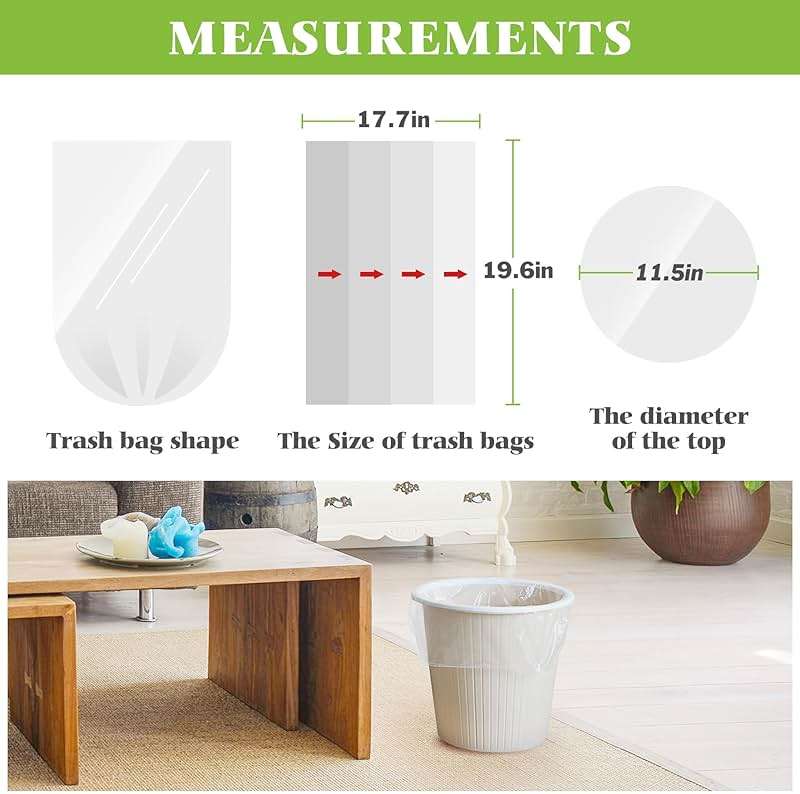 Teivio Small Trash Bags 4 Gallon 200 Counts Garbage Bags, Bathroom Trash Can Bin Liners, Small Plastic Bags for home office kitchen, fit 12-15 Liter, 3,3.5,4.5 Gal, Clear - Image 2