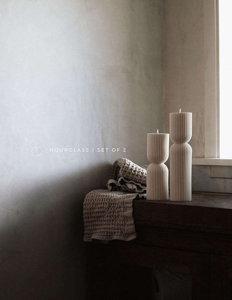 LAWA Hourglass Pillar Candle - Large Beautiful Handmade Pillar Scented Soy Wax Elegant Bubble Aesthetic Candle Housewarming Gift Home Room Shelf Decor Idea - White (Set of 2) - Image 6