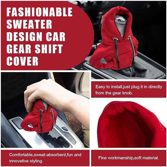 JOYCOURT Car Gear Shift Hoodie, Fashionable Gear Shift Knob Cover, Mini Hoodie for Auto Shifter, Auto Interior Cute Gadgets, Universal Car Decoration Accessories - Image 4