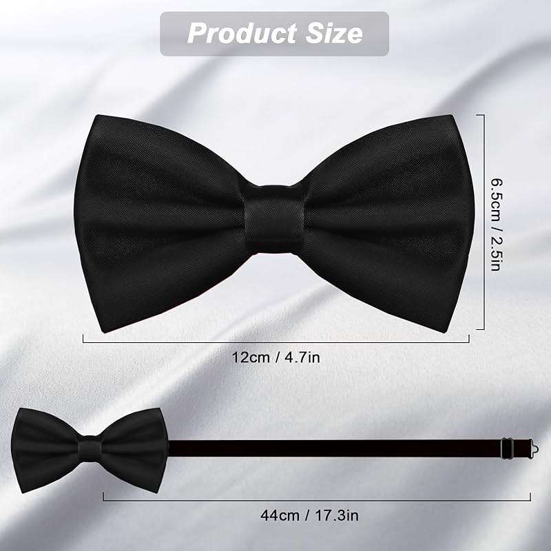 WOXVM Men's Bow Ties Solid Color Pre-Tied Bow Tie Satin Formal Tuxedo Bowtie Adjustable Neck Bowtie for Men Wedding Party - Image 3