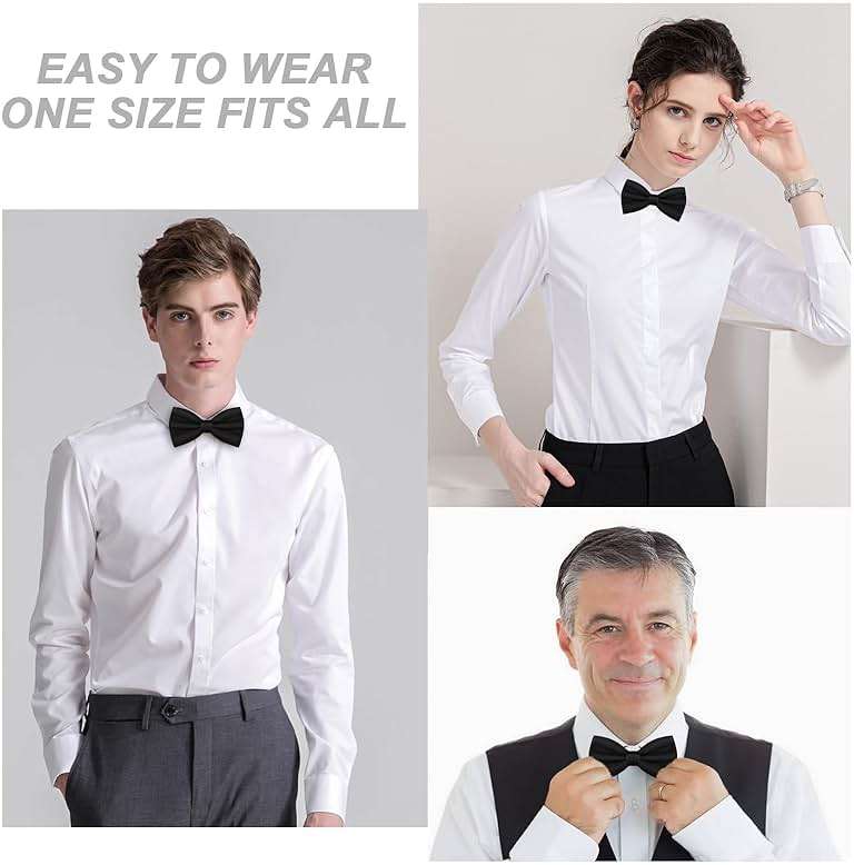 WOXVM Men's Bow Ties Solid Color Pre-Tied Bow Tie Satin Formal Tuxedo Bowtie Adjustable Neck Bowtie for Men Wedding Party - Image 5