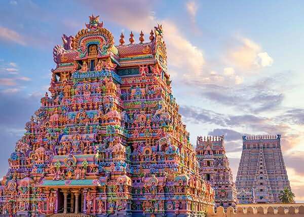 BELECO 7x5ft Fabric Hindu Temple Backdrop Colourful Temple Gopurams in Srirangam, Trichy Town of Tamilnadu in India Background Traditional Architecture Indian Religious Photoshoot Studio Props - Image 6