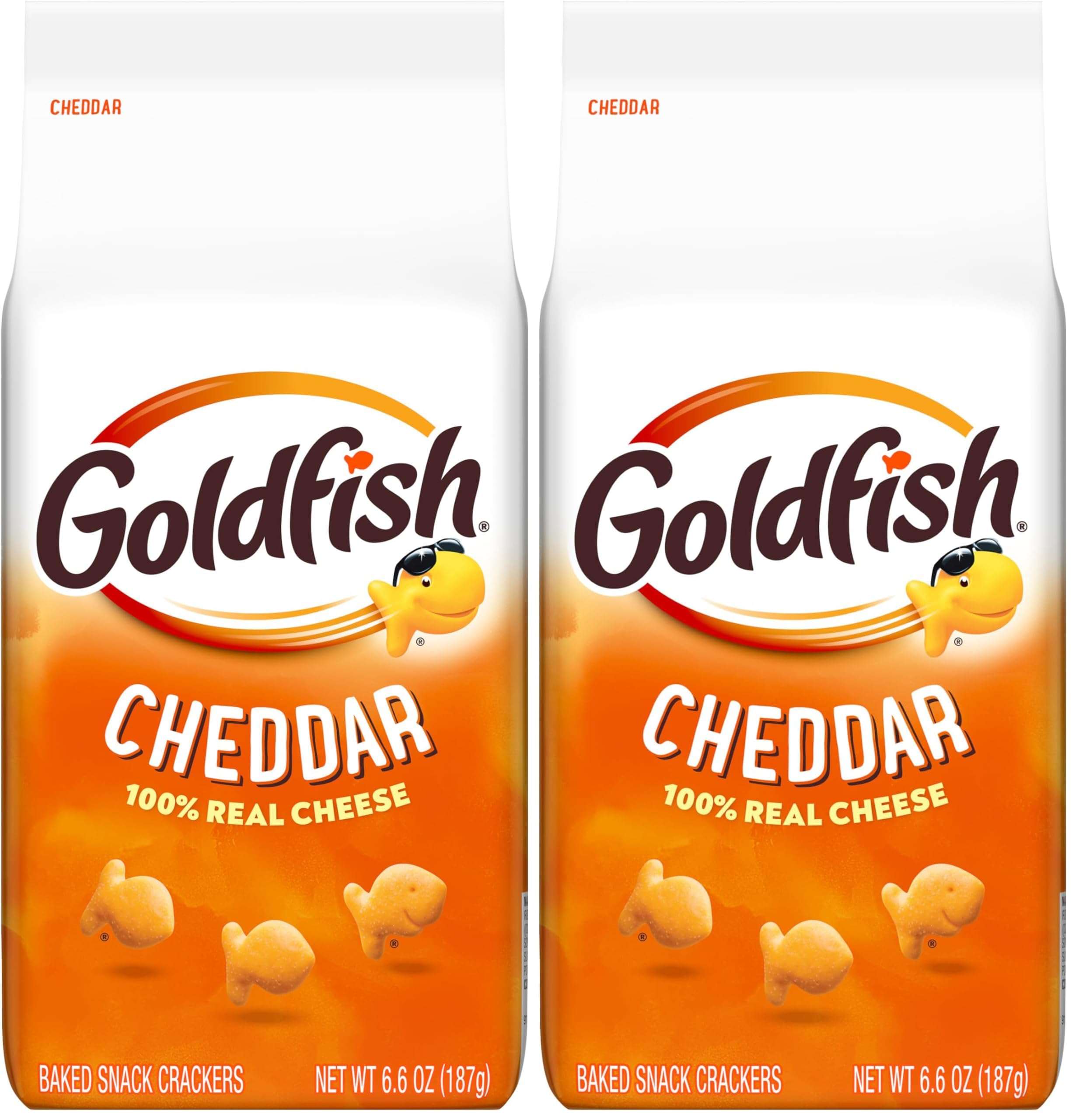 Goldfish Cheddar Cheese Crackers, Baked Snack Crackers, 6.6 oz Bag (Pack of 2) - Image 1