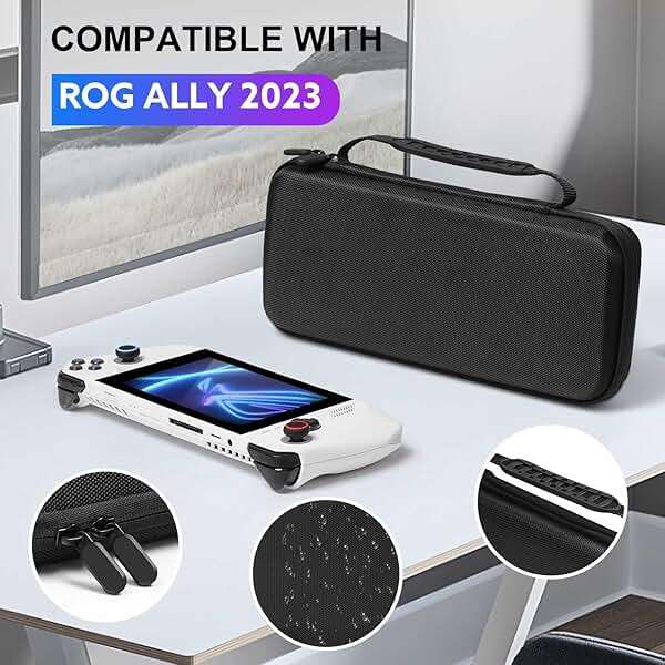 GUTIAL Accessories kit for ASUS ROG Ally 2023 - Black Accessories Bundle for ROG Alloy Gaming Handheld with Carrying Case Protective Cover case and 2 Pack Screen Protector, 6 Thumb Grips - Image 2