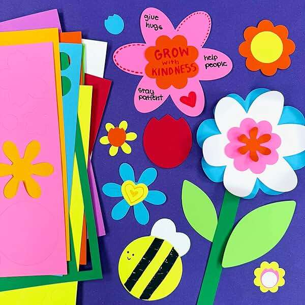 FreshCut Crafts: 280 Pieces of DIY Flower Cutouts with IDEA Guide - 2-Sided Punch Out Tulips, Daisies, Daffodils, Flowers Ideal for Spring Craft Projects, and Mother's Day DIY Gift Craft - Image 2