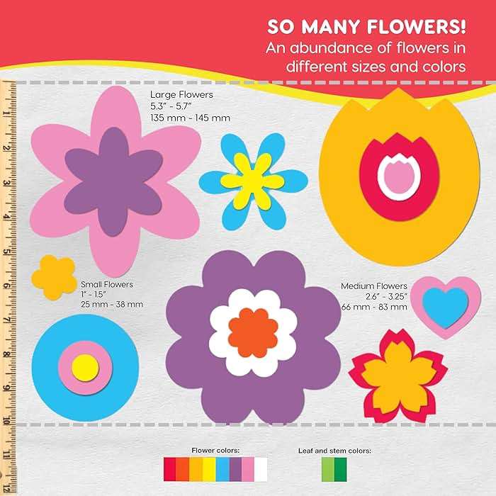 FreshCut Crafts: 280 Pieces of DIY Flower Cutouts with IDEA Guide - 2-Sided Punch Out Tulips, Daisies, Daffodils, Flowers Ideal for Spring Craft Projects, and Mother's Day DIY Gift Craft - Image 4