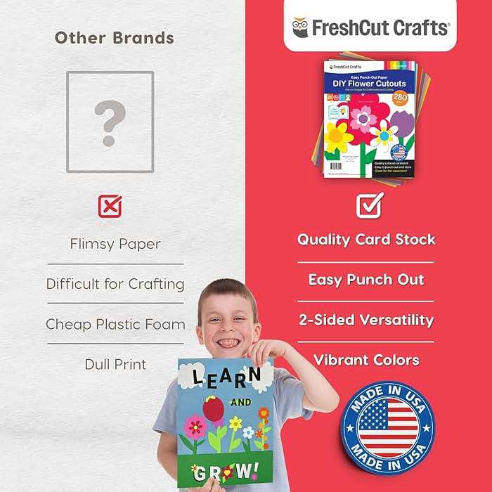 FreshCut Crafts: 280 Pieces of DIY Flower Cutouts with IDEA Guide - 2-Sided Punch Out Tulips, Daisies, Daffodils, Flowers Ideal for Spring Craft Projects, and Mother's Day DIY Gift Craft - Image 7