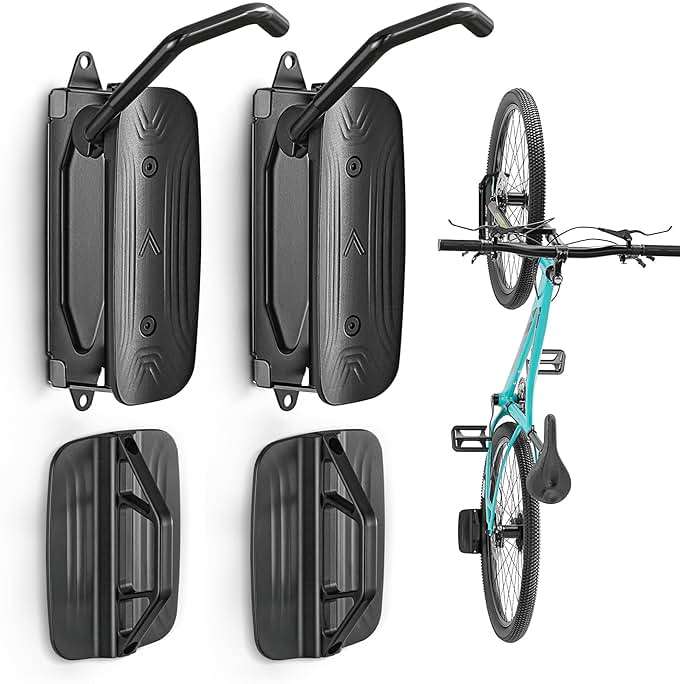 monTEK Swivel Bike Wall Mount, Bike Hangers for Garage, Space-Saving Vertical Bike Rack, Sturdy Bike Storage Rack Holds Up to 66lbs, Easy to Install, 2 Pack - Image 1
