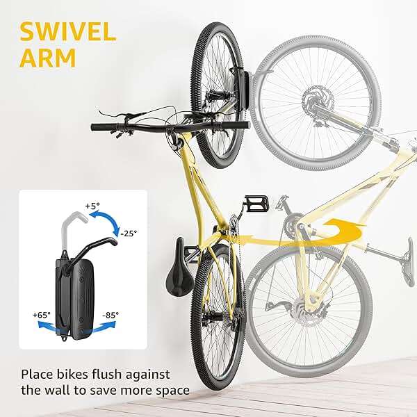 monTEK Swivel Bike Wall Mount, Bike Hangers for Garage, Space-Saving Vertical Bike Rack, Sturdy Bike Storage Rack Holds Up to 66lbs, Easy to Install, 2 Pack - Image 4