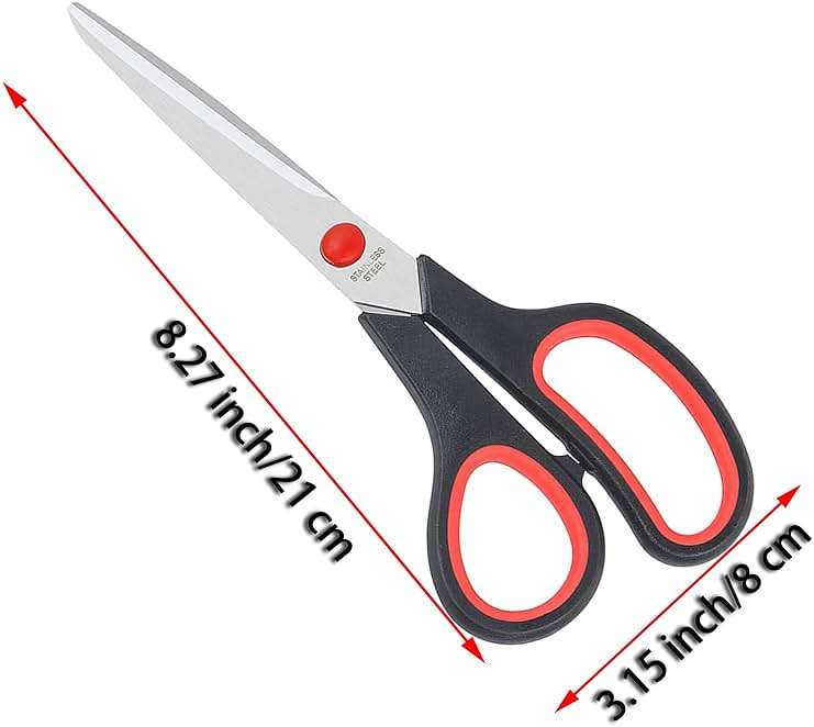 Scissors All Purpose for Office Heavy Duty, 8" Scissors Bulk Pack of 12 for Home Craft Sewing Fabric Supplies, High/Middle School Student Teacher Scissor,Right/Left Handed - Image 3