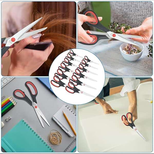 Scissors All Purpose for Office Heavy Duty, 8" Scissors Bulk Pack of 12 for Home Craft Sewing Fabric Supplies, High/Middle School Student Teacher Scissor,Right/Left Handed - Image 4