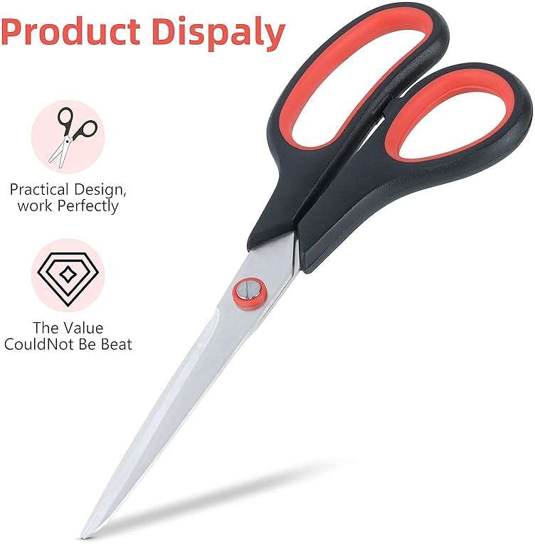 Scissors All Purpose for Office Heavy Duty, 8" Scissors Bulk Pack of 12 for Home Craft Sewing Fabric Supplies, High/Middle School Student Teacher Scissor,Right/Left Handed - Image 5