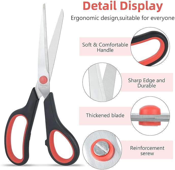 Scissors All Purpose for Office Heavy Duty, 8" Scissors Bulk Pack of 12 for Home Craft Sewing Fabric Supplies, High/Middle School Student Teacher Scissor,Right/Left Handed - Image 6