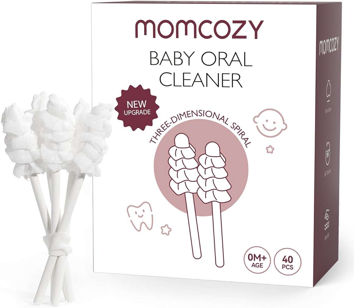 Momcozy Baby Tongue Cleaner Gauze, Baby Toothbrush Disposable Oral Cleaner, Toddler Tooth Brush for Tooth Mouth Gum Clean, Infant Toothbrush Oral Cleaning Stick, Baby Oral Cleaner Newborn, 40 Count - Image 1