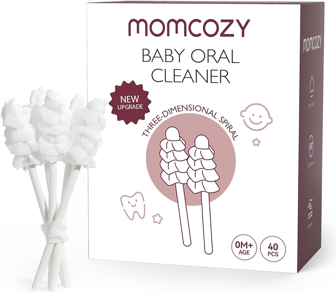 Momcozy Baby Tongue Cleaner Gauze, Baby Toothbrush Disposable Oral Cleaner, Toddler Tooth Brush for Tooth Mouth Gum Clean, Infant Toothbrush Oral Cleaning Stick, Baby Oral Cleaner Newborn, 40 Count - Product Image