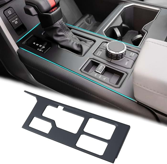 JDMCAR Central Control Gear Shift Panel Trim Cover Compatible with 2022 2023 2024 2025 2026 Toyota Tundra/Sequoia Accessories, Gear Shift Control Anti-Scratch Panel Decorative Sticker -Matte Black - Product Image