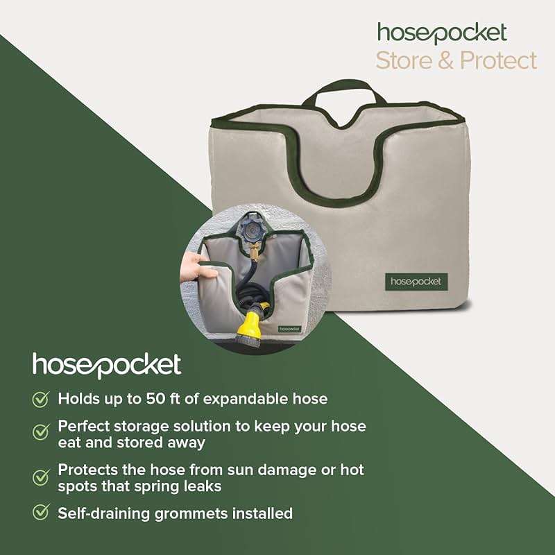 Expandable Garden Hose Holder by Hose Pocket – Store Your Expandable Garden Hose Neatly and Simply – Size Large Designed For 50-100 ft. Hose (Large) - Image 4