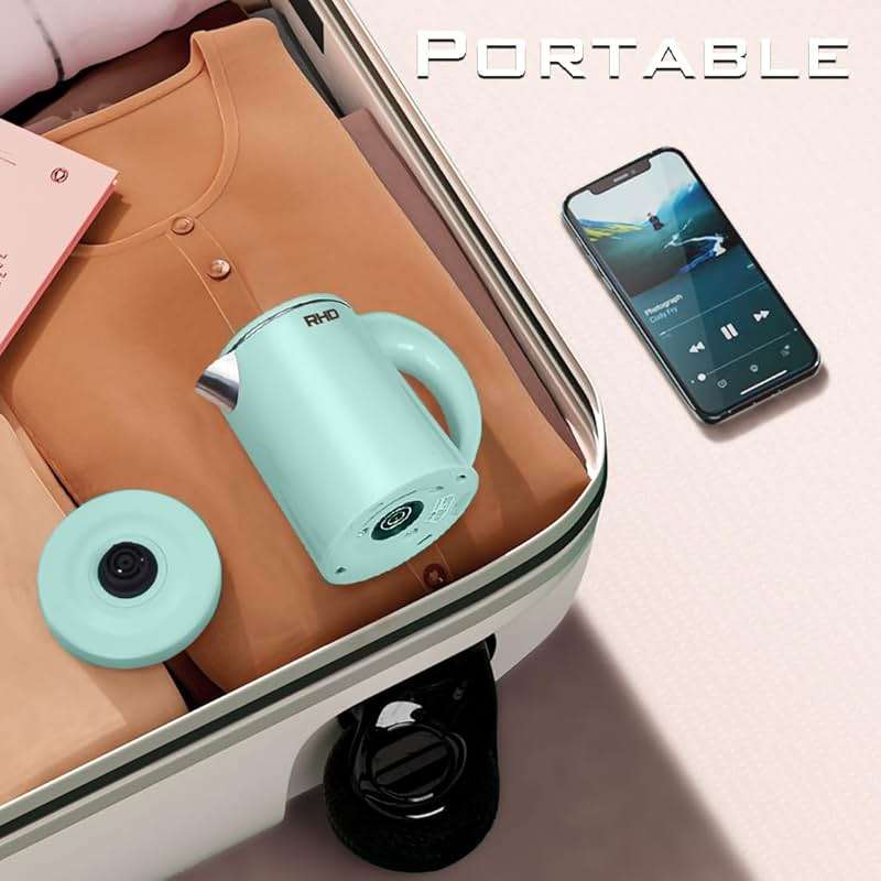 0.5L Small Portable Electric Kettles for Boiling Water, Stainless Steel Travel Kettle, Fast Boil Teapot, Boil-Dry Protection & Auto Shut-Off, Perfect For Traveling Cooking, Coffee, Tea, Eggs(Green) - Image 6