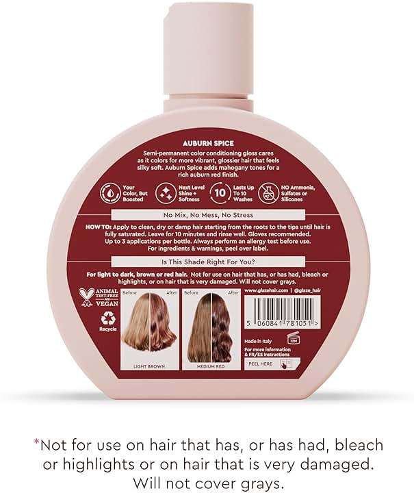 Glaze Color Conditioning Gloss - Tinted Moisturizer for Brown or Red Hair, Boosts Color and Shine, Repairs Damage - Auburn Spice, 6.4 oz - Image 7