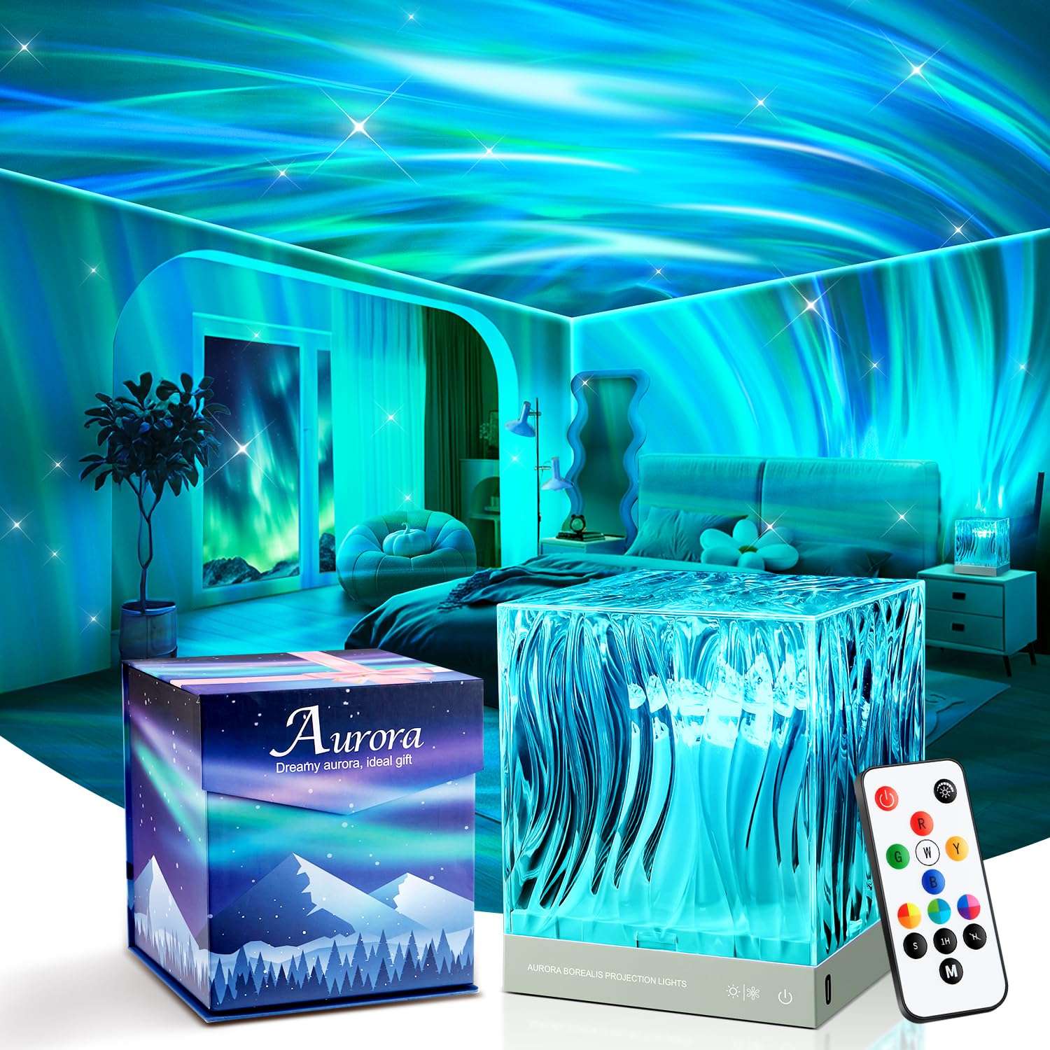 Northern Lights Projector Aurora Light Projector, 18-Color Sunset Lamp Cool Stuff for Teen Girls Game Room Decor for Teen Girls, Mood Lighting Galaxy Projector for Bedroom Decorations, Boy Girl Gifts - Image 1