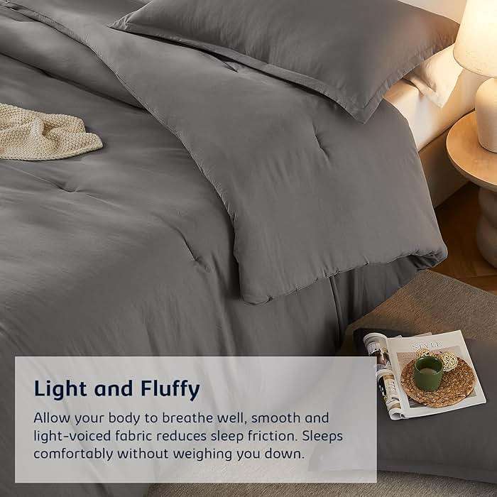 Quataly Queen Comforter Sets Grey,3PCS Soft Lightweight Breathable Bedding Comforter Sets for All Season, Queen Size(90''×90'' Comforter & 2 Pillowcases) - Image 2