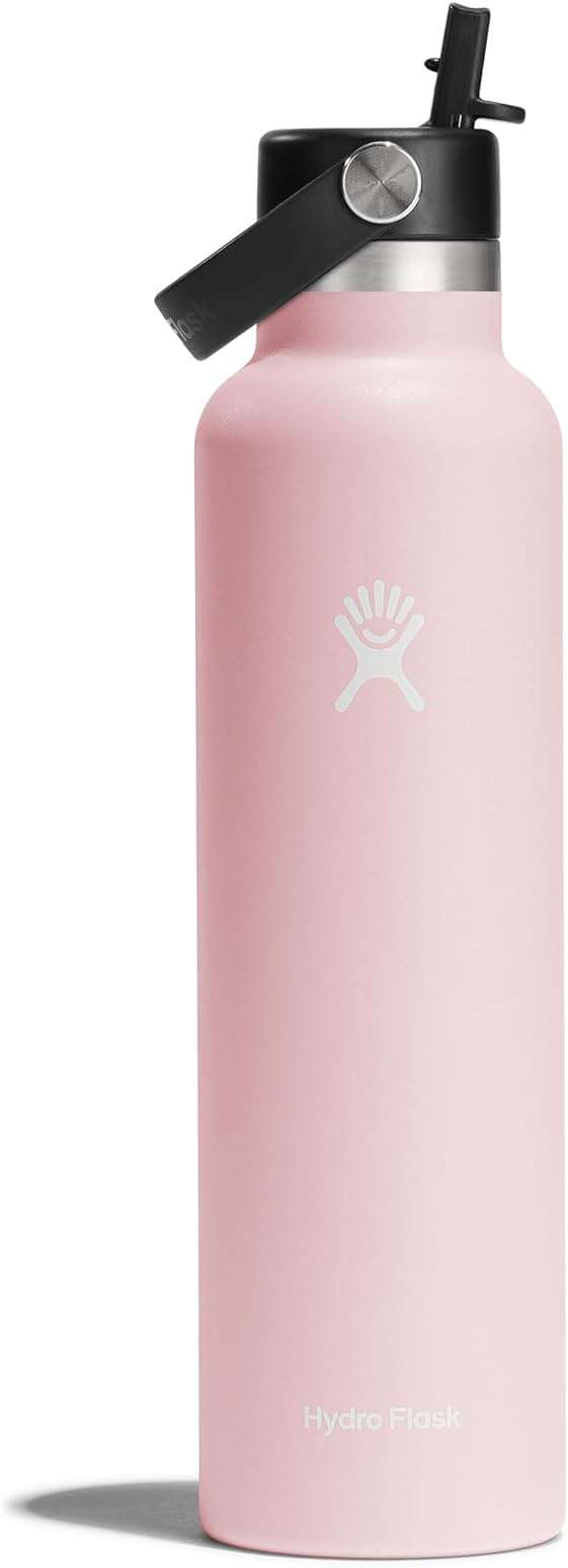 Hydro Flask Water Bottle - Insulated Stainless Steel - Straw Lid, Non Spill, Leakproof 24 Oz Trillium Pink - Image 1