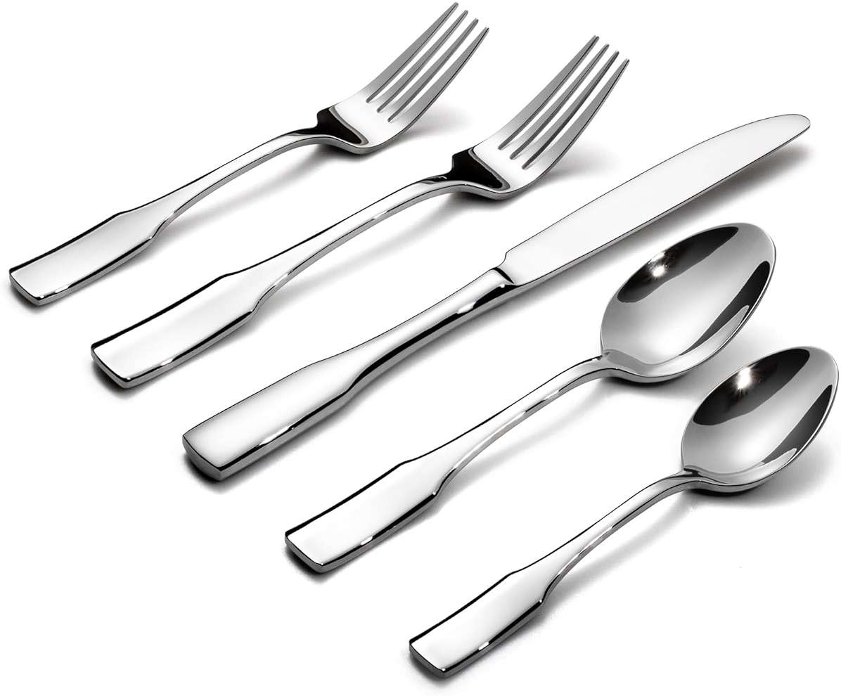 Alata Kate 40-Piece Silverware Set,Service for 8,Stainless Steel Flatware Set,Mirror Polished Cutlery Set,Dishwasher Safe - Image 1