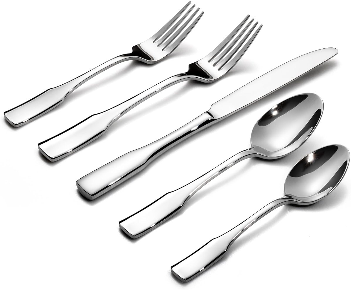 Alata Kate 40-Piece Silverware Set,Service for 8,Stainless Steel Flatware Set,Mirror Polished Cutlery Set,Dishwasher Safe - Product Image