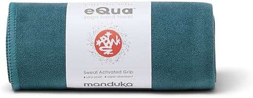 Manduka eQua Hand Towels - 16" Rapid Moisture Activated Grip Quick Drying, Soft Microfiber Machine Washable 16 x 26.5 inches - Image 1