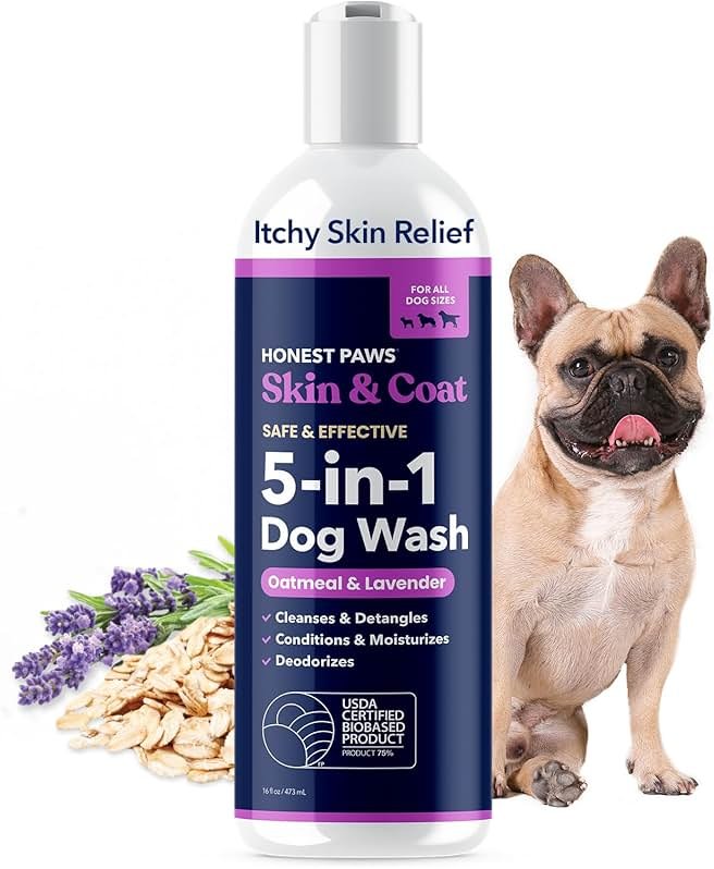 Honest Paws Dog Shampoo and Conditioner - Premium Dog Wash for Allergies and Dry, Itchy, Moisturizing for Sensitive Skin - Sulfate Free, Plant Based, All Natural - Oatmeal & Lavender - 16 Fl Oz - Product Image