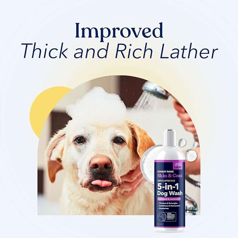 Honest Paws Dog Shampoo and Conditioner - Premium Dog Wash for Allergies and Dry, Itchy, Moisturizing for Sensitive Skin - Sulfate Free, Plant Based, All Natural - Oatmeal & Lavender - 16 Fl Oz - Image 7