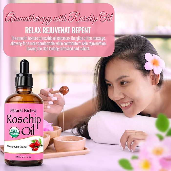 Natural Riches Organic Rosehip Seed Oil for Face 100% Pure Natural Cold Pressed Unrefined Carrier Oil for Skin Hair & Nails. 4 fl oz. - Image 7